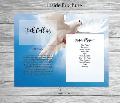 Blue Clouds Dove Funeral Program Template – Bi-Fold Template – Funeral ...