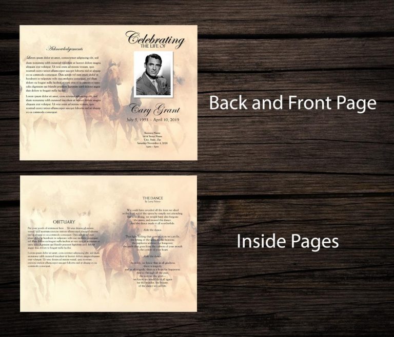 Horses Western Funeral Program Template Bi Fold Template Funeral Horses Western Funeral Program Template Bi Fold Template Funeral