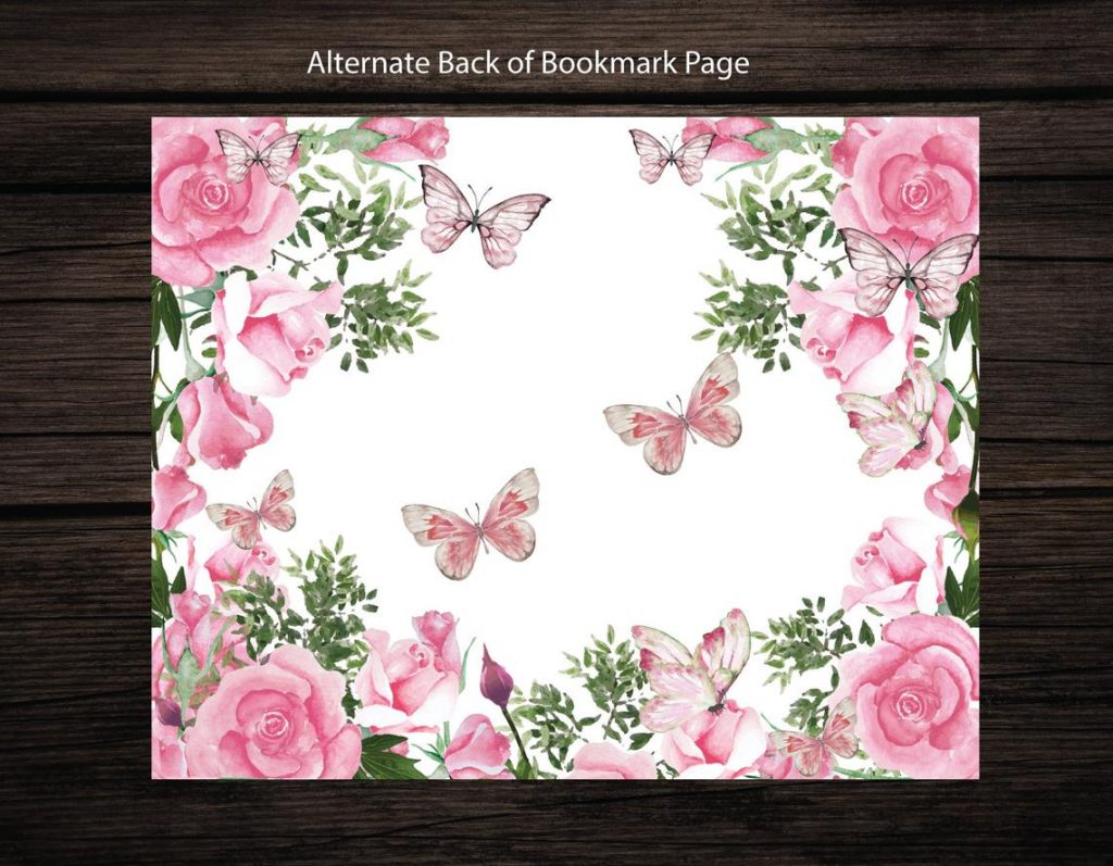 pink-roses-butterflies-funeral-bookmark-template-2-5-x-8-funeral