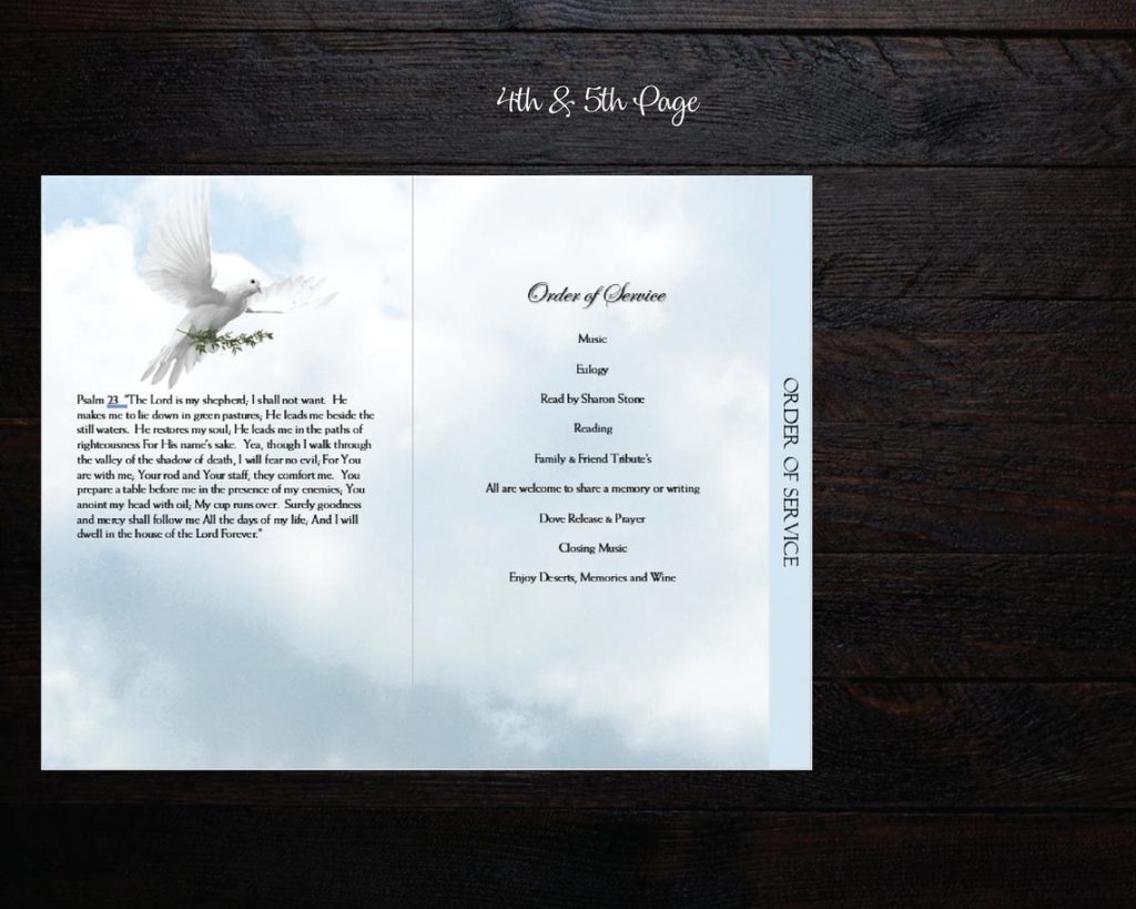 clouds and doves funeral program template – Funeral Design Studio