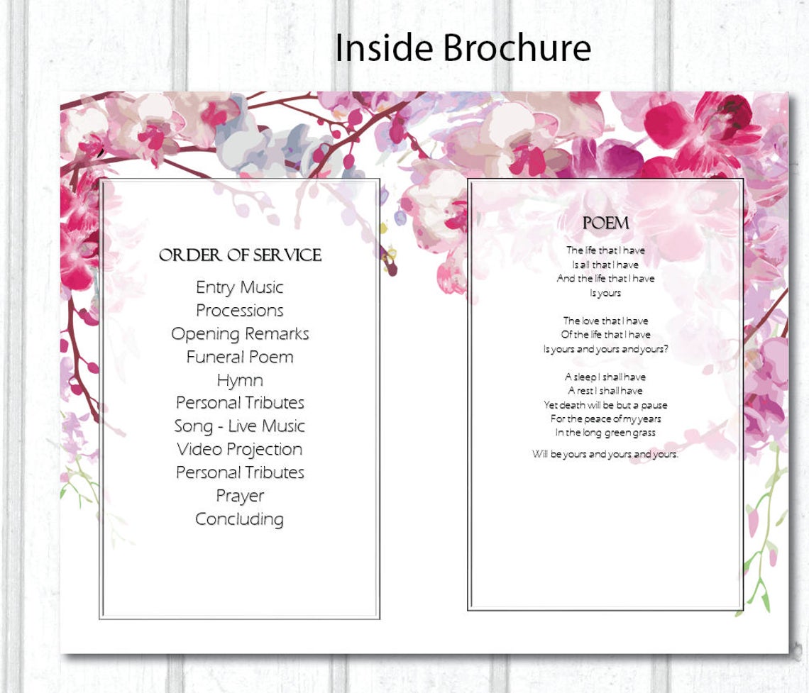 orchid funeral brochure template microsoft word