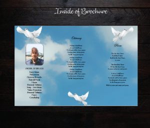 White Doves & Clouds Tri-Fold 11″ x 17″ – Funeral Template – Funeral ...